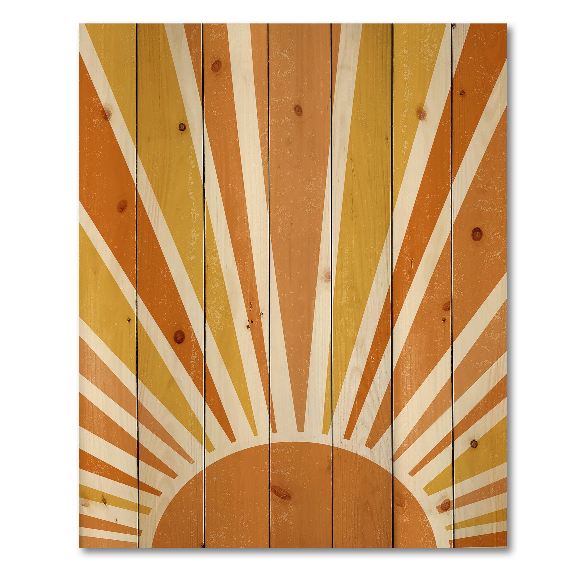 Designart - Minimalist Bright Shining Orange Sun Rays II